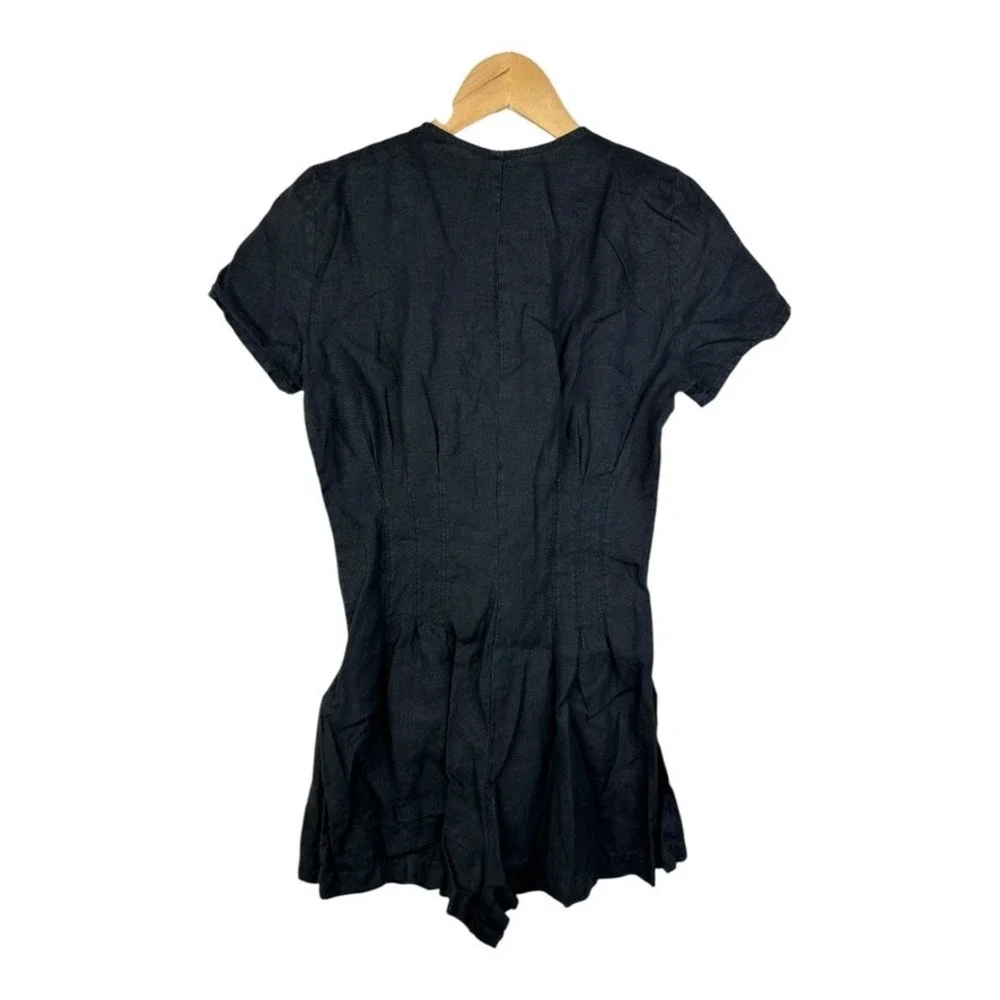 Zara Linen Button‎ Down Rompers Black Size Small